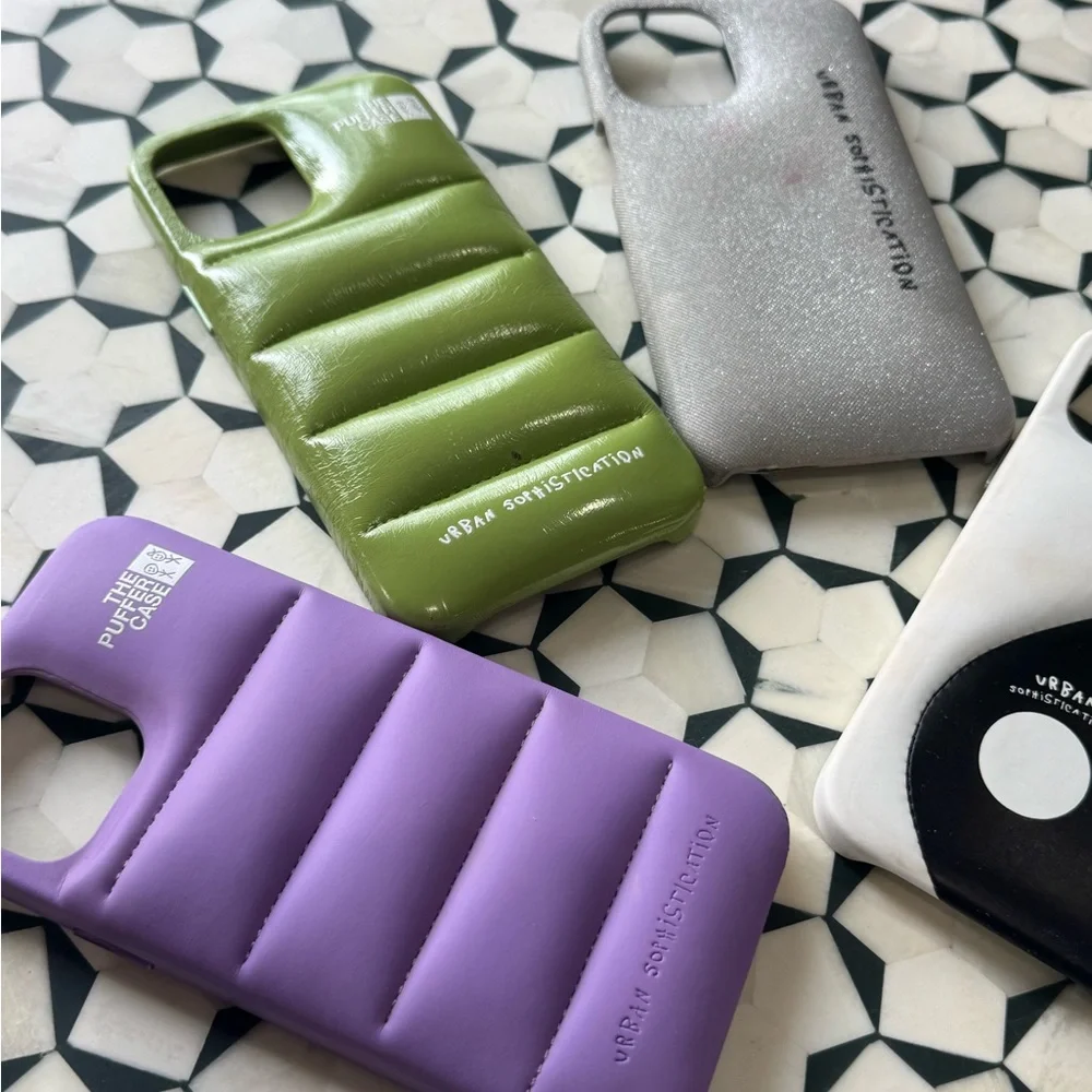 💜💚▪️Urban Sophistication BUNDLE/SET OF 4 12pro-max phone cases puffer cases▪️💚💜